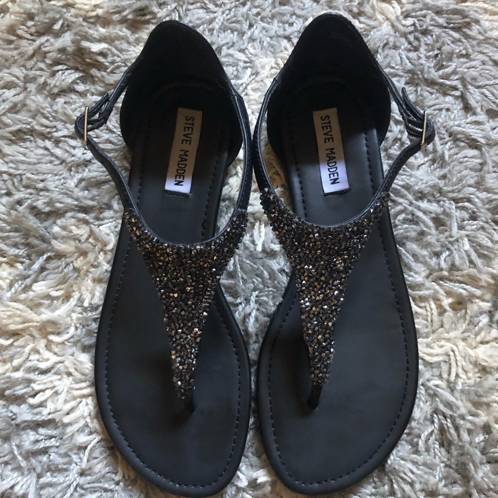 Steve Madden Black Sandals never worn. NWOT